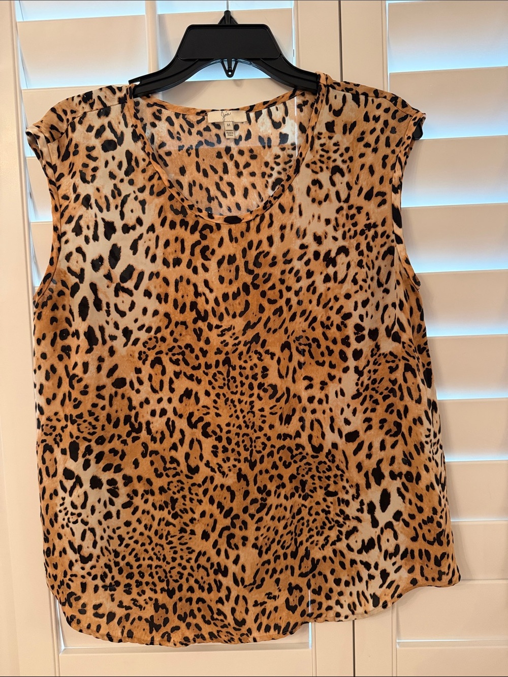 Silk Sleeveless Leopard Print blouse - Tan/Black -
